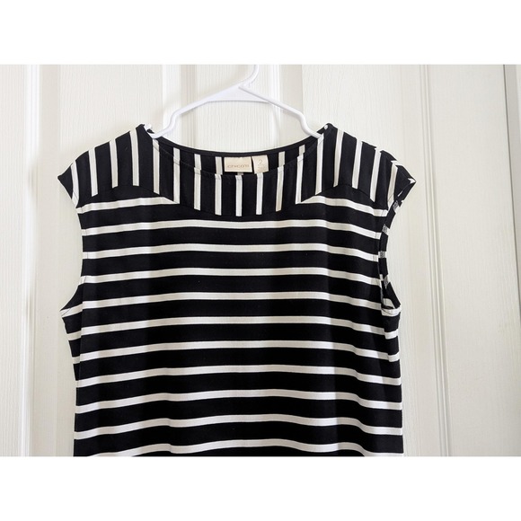 Chicos Dress Womens Petite 2 (US 12) Black White Stripe Shift Casual Minimalist - Picture 2 of 12